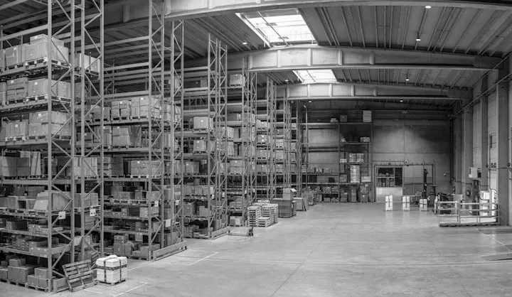 Racking aisles running the length of a distribution centre