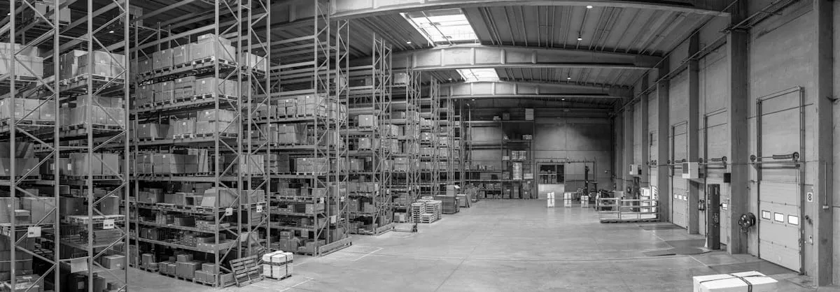 Steel racking running the length of a distribution centre